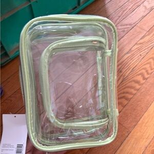 Clear Cosmetic Bag with Light Green Trim